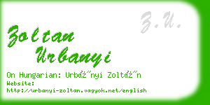 zoltan urbanyi business card